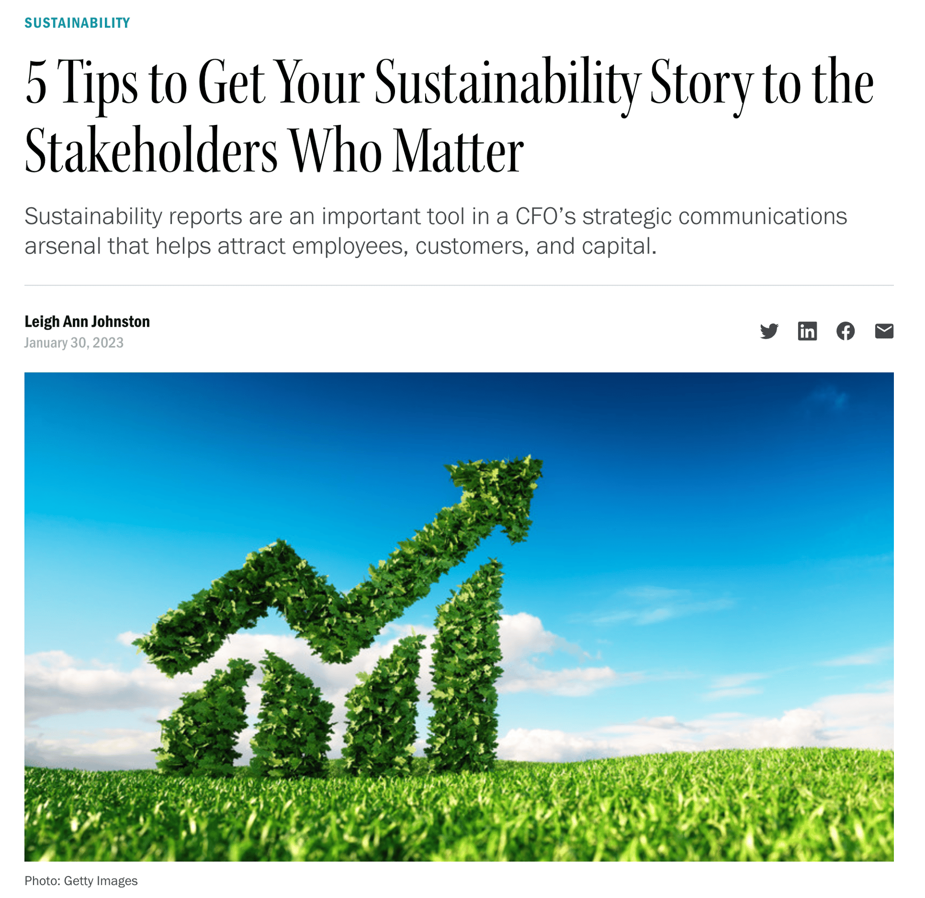 Fp For Cfo Magazine 5 Tips To Get Your Sustainability Story To The